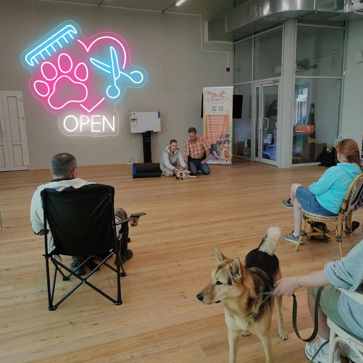 Pet Shop Welcome Sign Open Neon Sign USB Dimmable Pet Spa LED Neon Light Pet Stores Animal Clinics Party Home Decoration