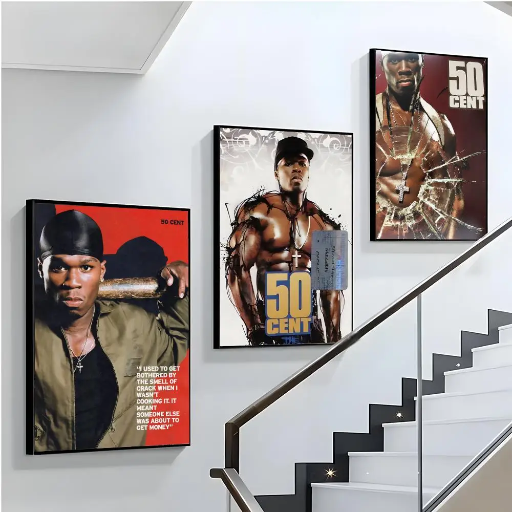 50 C-Cent Rapper Album Poster Home Living Bed Room Bar Hallway Sticky Wall Printing Waterproof Aesthetic Decor