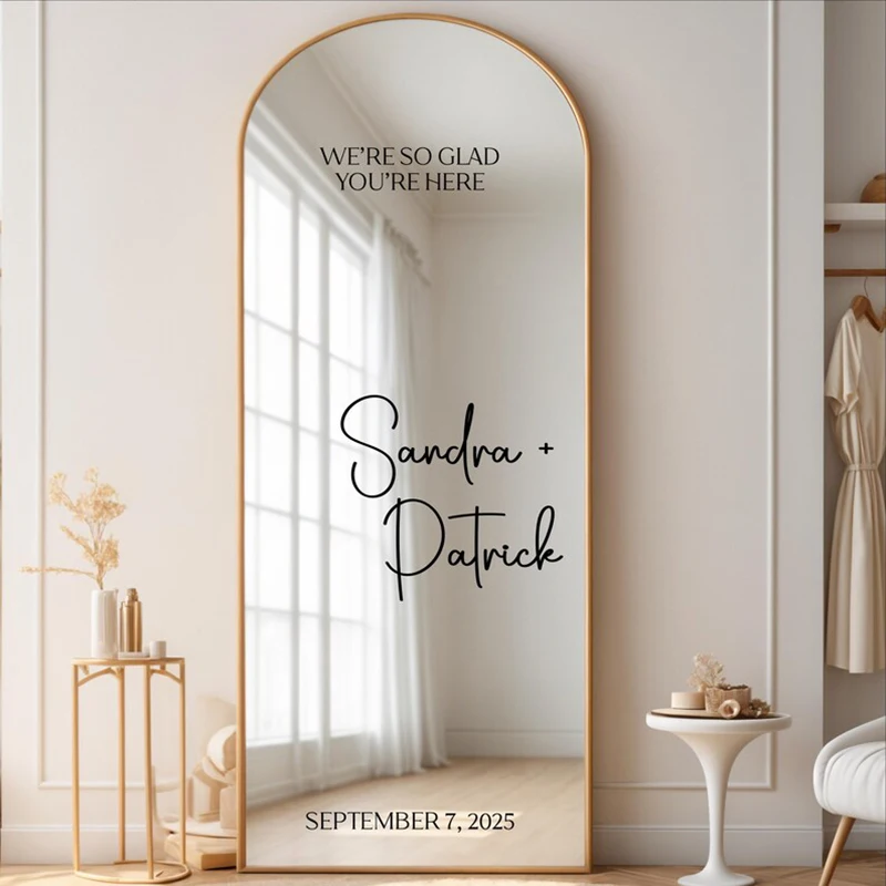 Custom Names Date Sticker Personalized Welcome Sign Bridal Shower Reception Decor Personalised Wedding Mirror Vinyl Decal