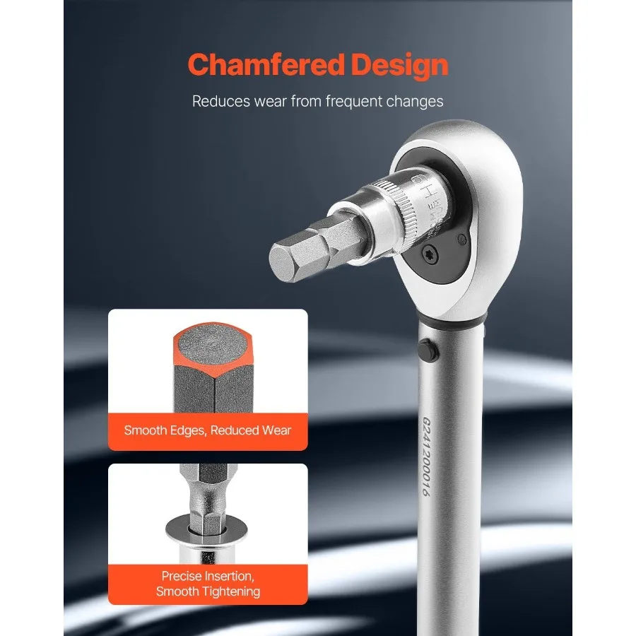 Набор шестигранных головок, 32 предмета, легированная сталь S2, сталь CrV, стандарт SAE и метрическая