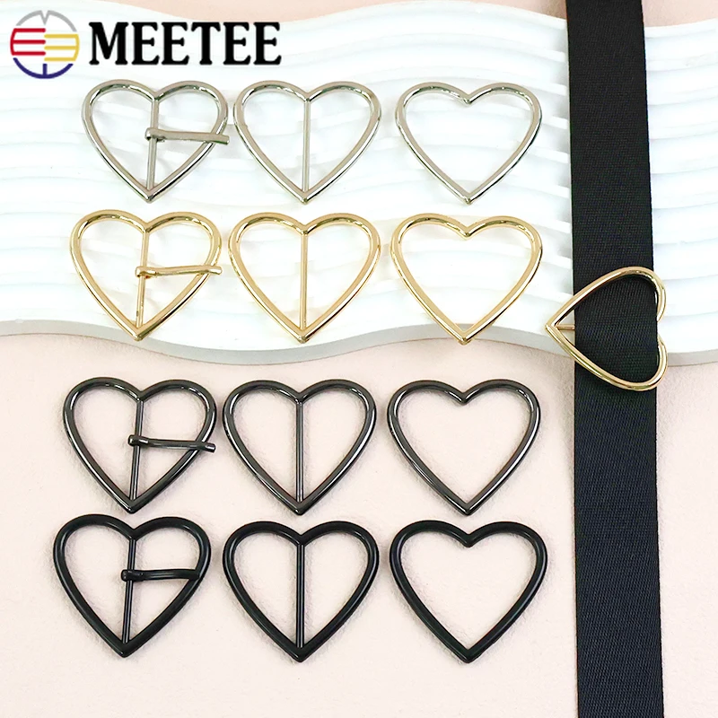 

5Pcs 20-40mm Metal Buckles Heart Bag Strap Roller Ring Webbing Adjuster Pin Clasp Belt Hook Shoes Slider Garment DIY Accessories