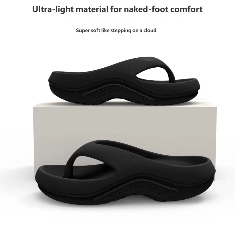 Modische Herren-Flip-Flops mit dicker Sohle, weiche EVA-Komfortsandalen, rutschfeste Hausschuhe für Dusche und Strand – Detail 2