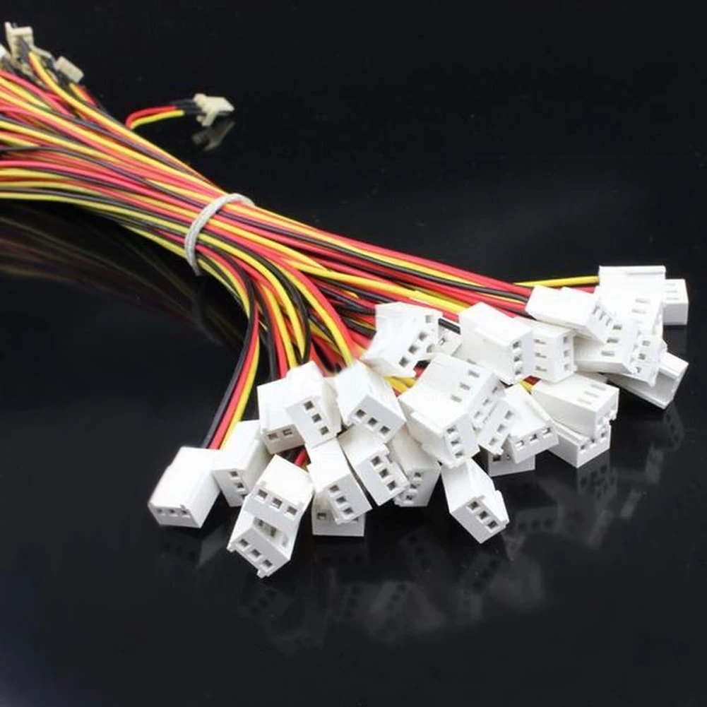 10 peças 12v 3 pinos macho para 3 pinos fêmea cabo de extensão de alimentação do ventilador de pc 26cm extensão de alimentação do ventilador alongar cabos de resistor de ventilador