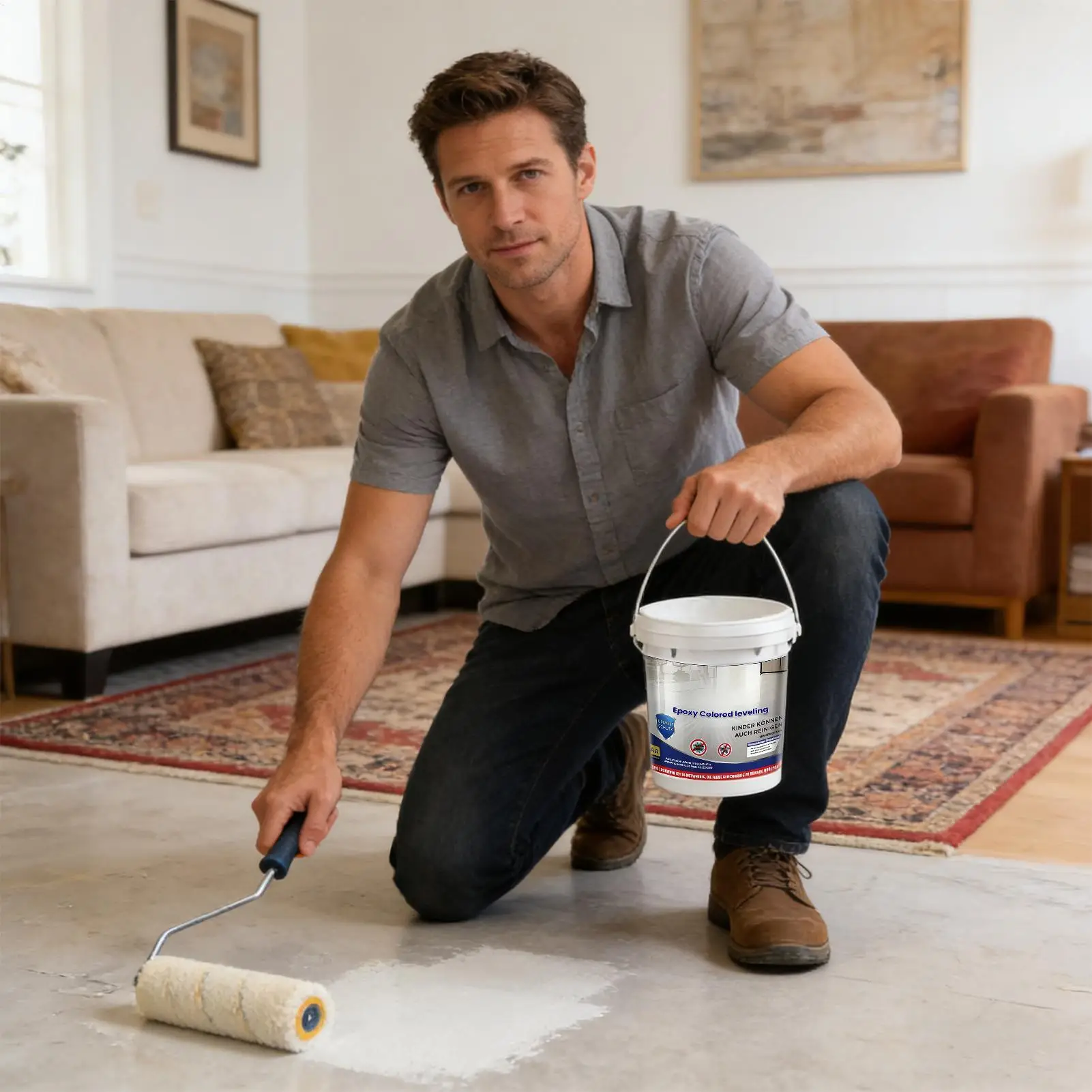 Epoxy colored sand self leveling floor paint marble paint cement floor paint for indoor Garage Shower Room Home Building