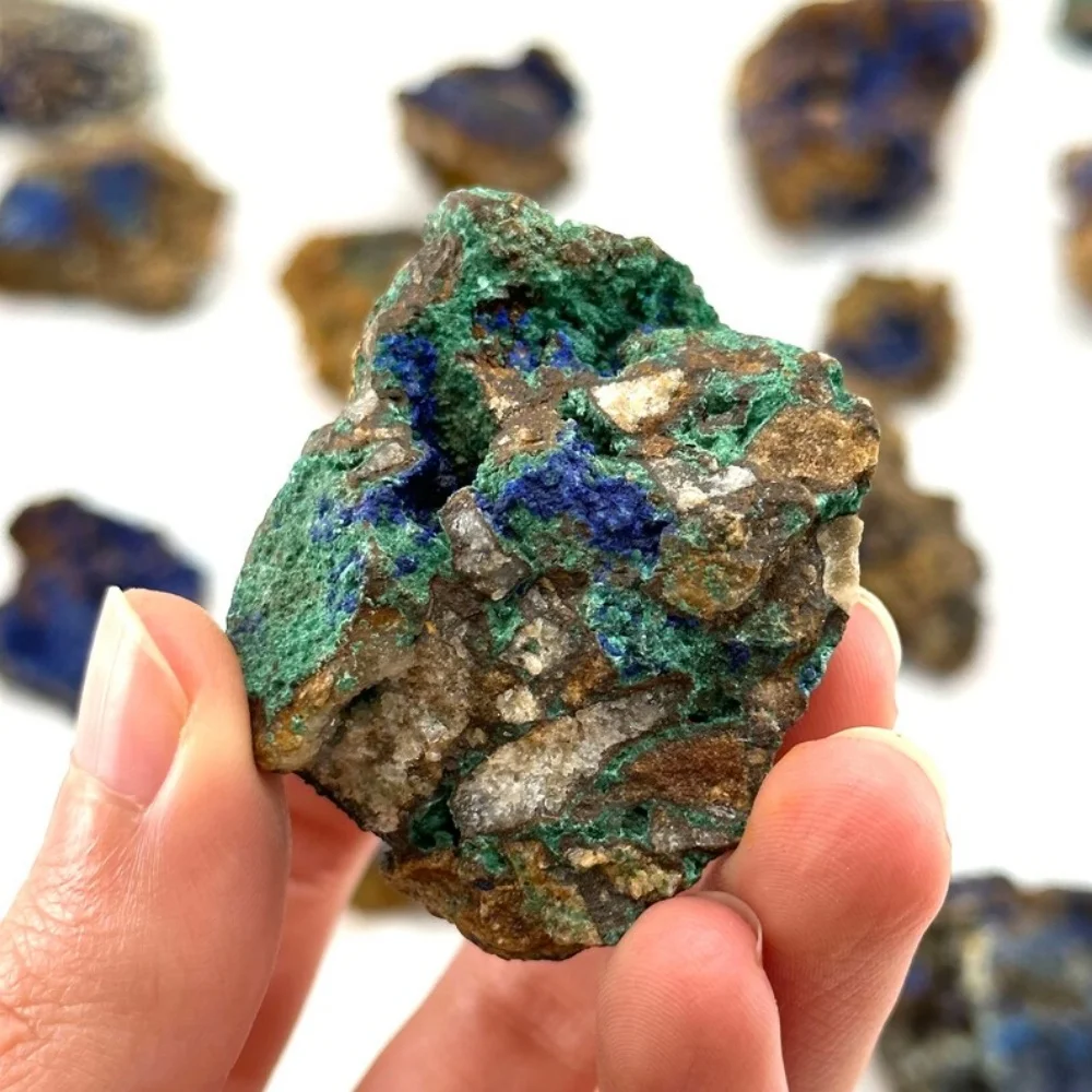 Natural Azurite Malachite Symbiotic Mineral Specimen Raw Crystal Rough Stone Blue Green Ore Home Decor Collection Reiki Healing