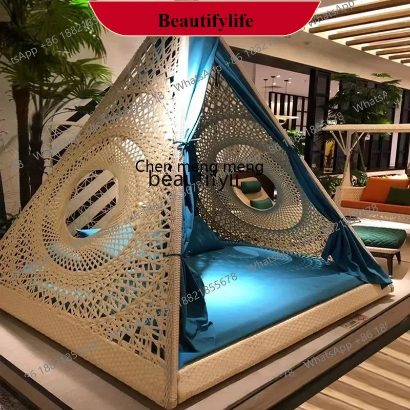 

G153 S Outdoor Creative Lying Bed Resort Bed & Breakfast Outdoor Rattan Furniture Villa Garden Sofa