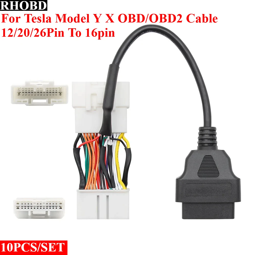 

10 шт./компл. для Tesla Model 3 OBD диагностические автомобильные инструменты 12/20/26-контактный разъем «папа-мама» на 16-контактный кабель для автомобильного адаптера Tesla Model Y X