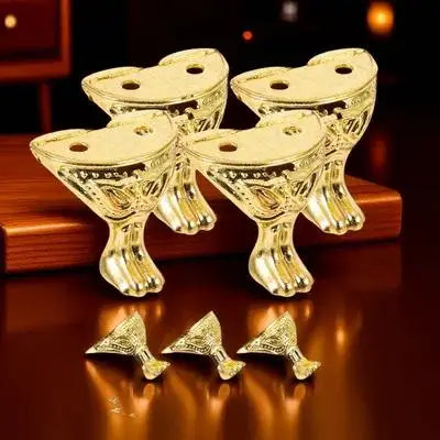 12 個装飾コーナープロテクター亜鉛合金ボックスフィートジュエリーチェスト用木製ケース収納ボックス金属ハードウェア継手