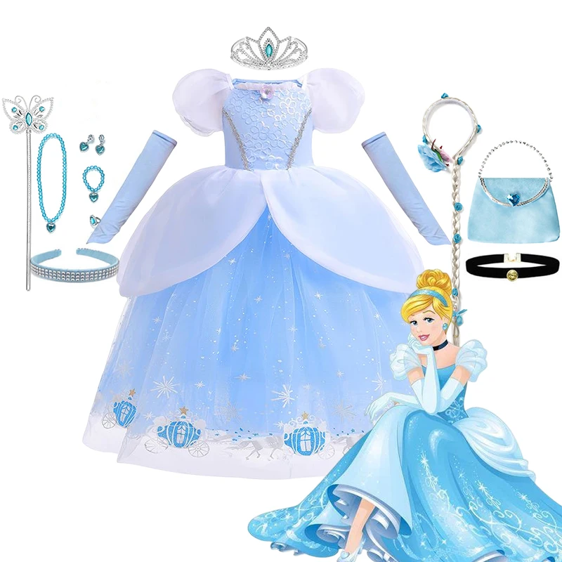 

Deluxe Cinderella Dresses Girls Party Princess Cosplay Clothes Children Butterfley Dress Fancy Costume Kids Outfits 2-10T