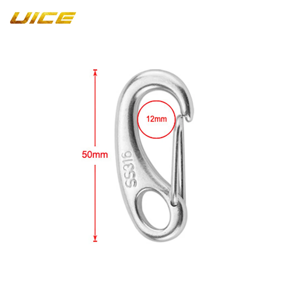 Boat Marine Stainless Steel Egg Shape Spring Snap Hook Clips Quick Link Carabiner Buckle Eye Shackle Lobster Claw Outdoor