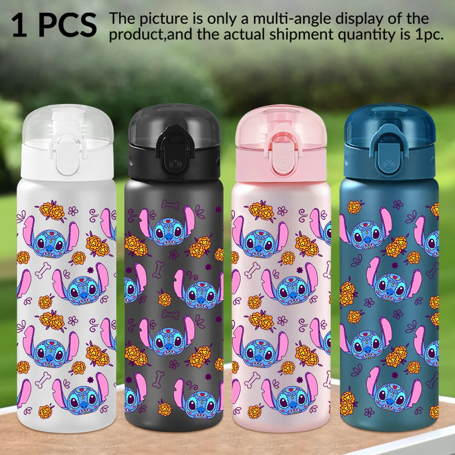 

1 шт., пластиковая бутылка для воды Disney Stitch с цветочным узором, 26 унций, спортивная чашка для воды на открытом воздухе, подарок на день рождения/зад в школу