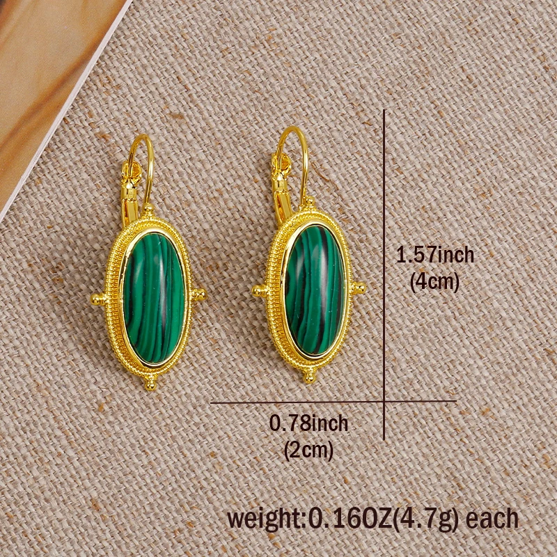 Fashion Boho Retro Ethnic Watermelon Green Malachite Beads Pendant Earrings Ladies Gift Jewelry Wholesale