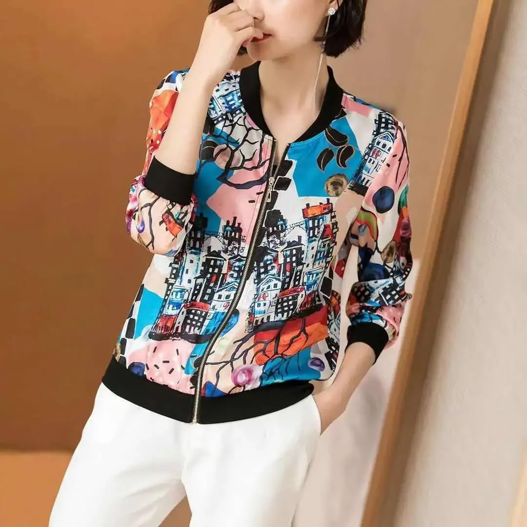 Summer Jacket Women Short Floral Coat Female Zipper Slim Thin Perspective Sunscreen Womens and Coats Hollow Out A140