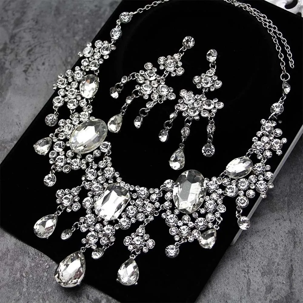 

Crystal Women's Wedding Jewelry Set Baroque Rhinestone Greek Goddess Jewelry Kit Necklace Bridal Rhinestone Jewelry Set Lady