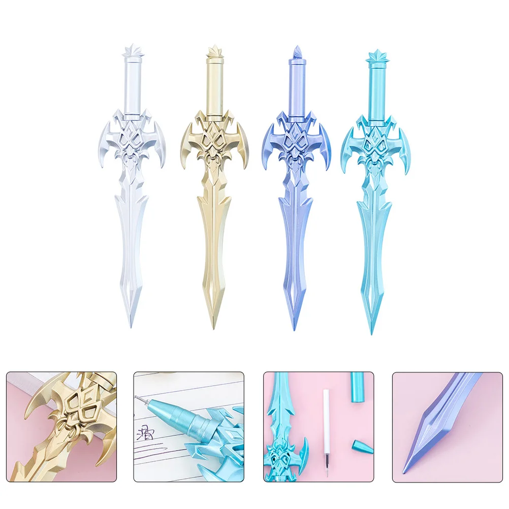 

12pcs 5mm Black Gel Pen Sword Shaped Writing Pens Lightweight Student Office Use Swords Pen Medium Tip