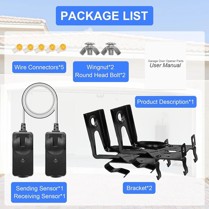 PORK-41A5034 Safety Sensor Kit(With Bracket) Opener Made After 1997, Replace G801CB-P, Safety Sensors  Eyes