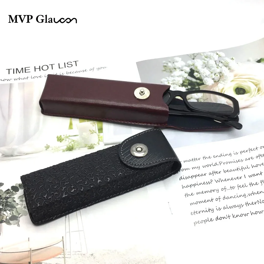 Classic Leather Presbyopic Glasses Case Women Elegant Leather Box Suitable for Narrower Reading Glasses Case Luxury and High-end