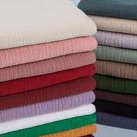 100% Cotton Gauze Double Fabrics Crinkled Cloth Baby Saliva Towel Blanket Bed Sheet Clothing Garment Sewing by the Meter Beige