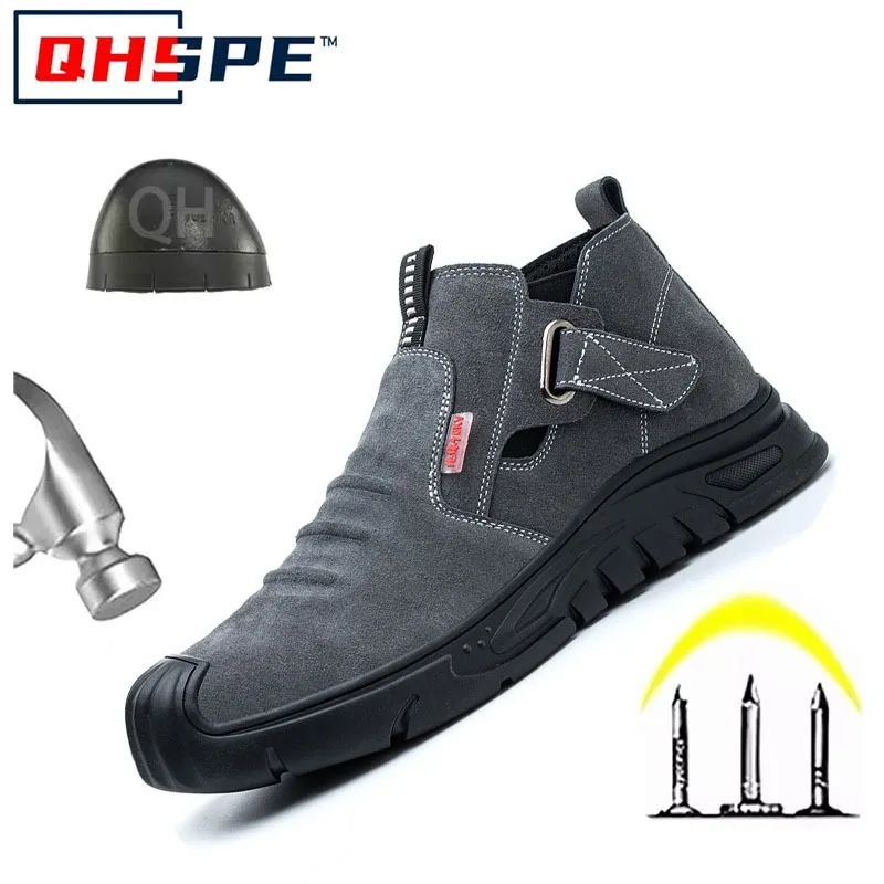 Welding Steel Toe Safety Shoes Anti Smash Anti Puncture Slip Resistant Wear Resistant Work Boots Men Breathable Durable Comforta