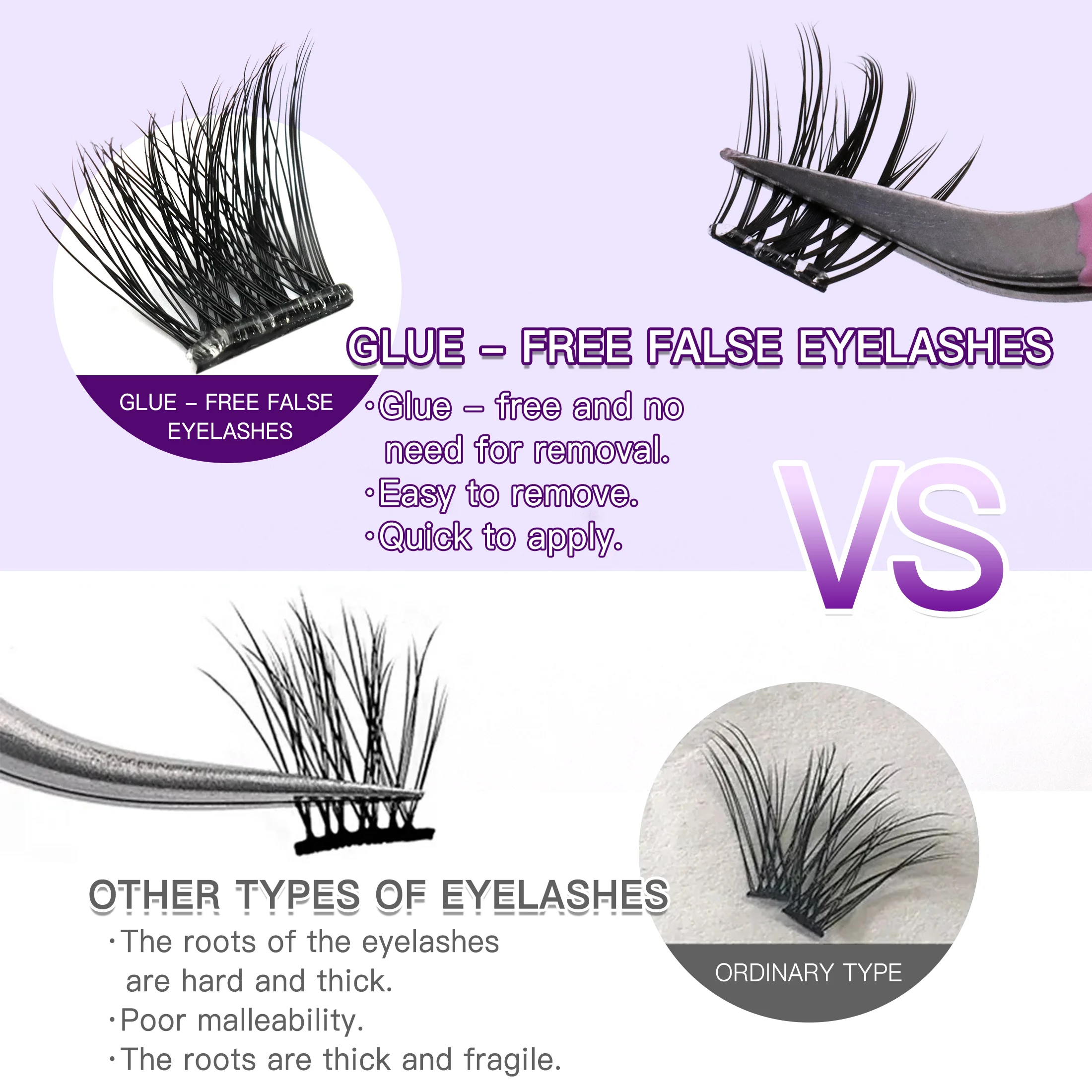 رموش صناعية خالية من الغراء يمكنك صنعها بنفسك سهلة الارتداد ولا حاجة لإزالة وصلة الرموش الفردية maquillaje cosplay مكياج متعدد الأنماط