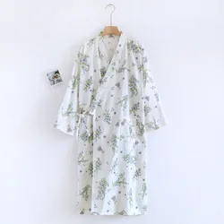 Double Gauze Sleepwear Women's Cotton Robe Bath Plus Size Feminino Dressing Gown Summer Thin Pajamas Japanese Shower robe