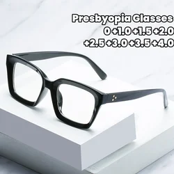 2024 Oversized Frame Clear Lens Reading Glasses Vintage Square Presbyopia Glasses Computer Anti Blue Light Unisex Eyeglasses