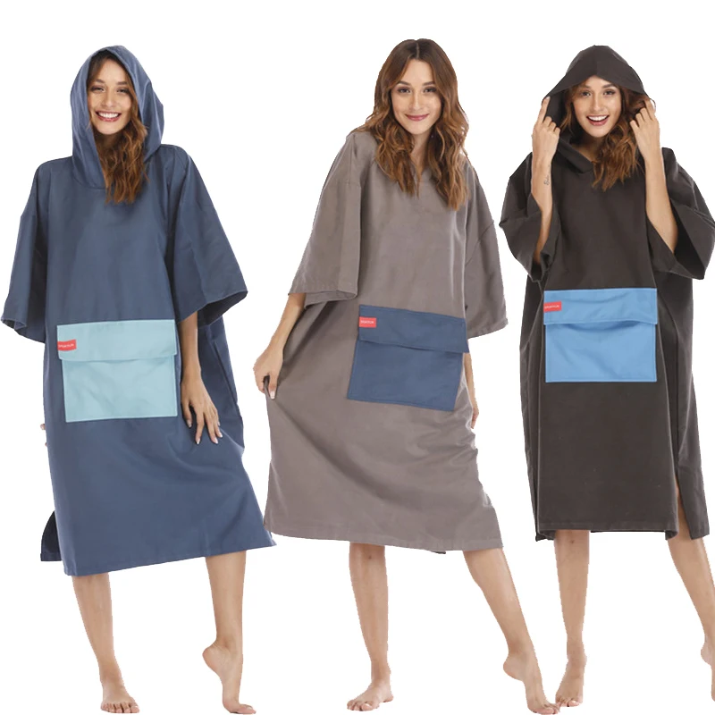 Imagem -02 - Toalha de Natação com Capuz de Microfibra Feminina e Masculina Secagem Rápida Robe Cor Doce Praia Mudança Poncho