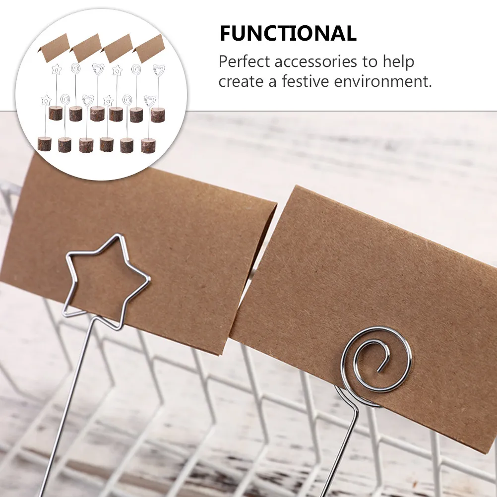 60Pcs Original Wood Note Clip Stand Round Base Desktop Photo Holder Table Number Menu Card Clips Wedding Party Memo Display
