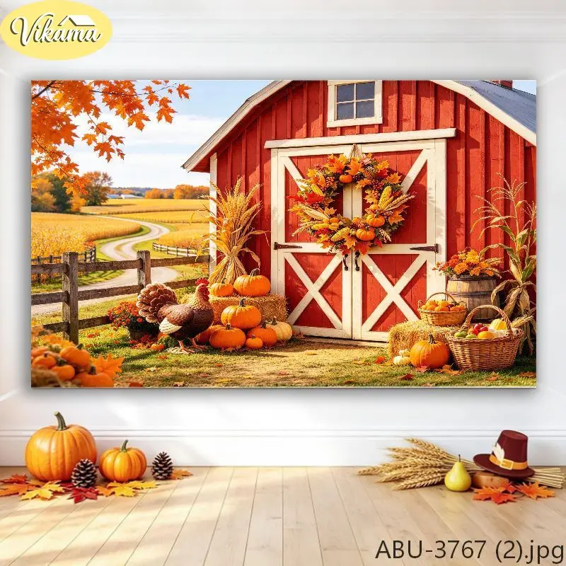 VIKAMA Tractor & Wreath Polyester Wall Tapestry, Machine Washable, Decor for Living Room Bedroom Dorm