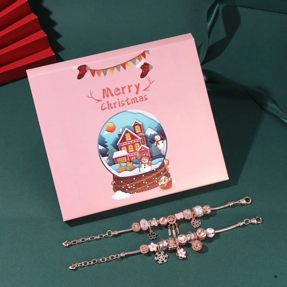 Christmas Diy Bracelet Beaded Blind Box Rose Gold Jewelry Gift Calendar Advent Graduates Day Gift