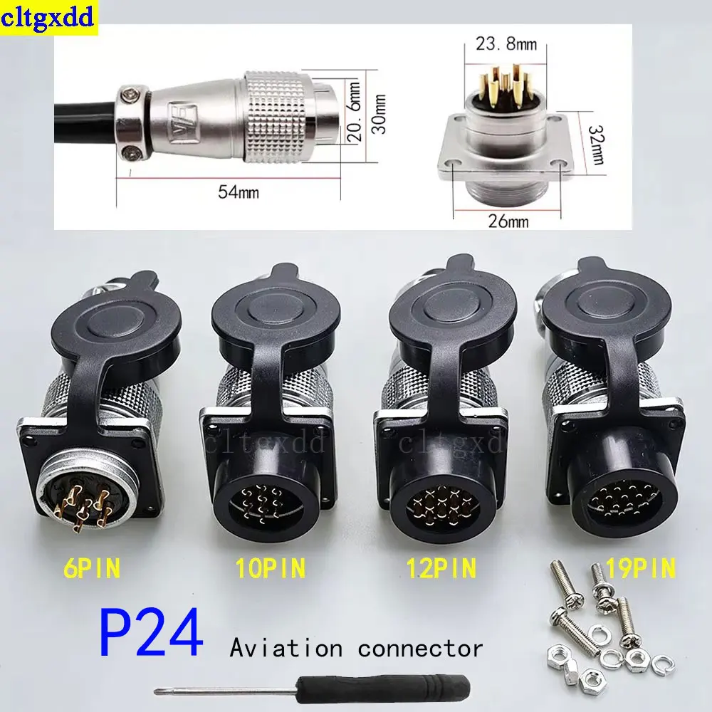 

Cltgxdd 1piece P24 aviation plug socket PLS24 6-pin 10 pin 12 pin 19P male and female docking square flange industrial connector