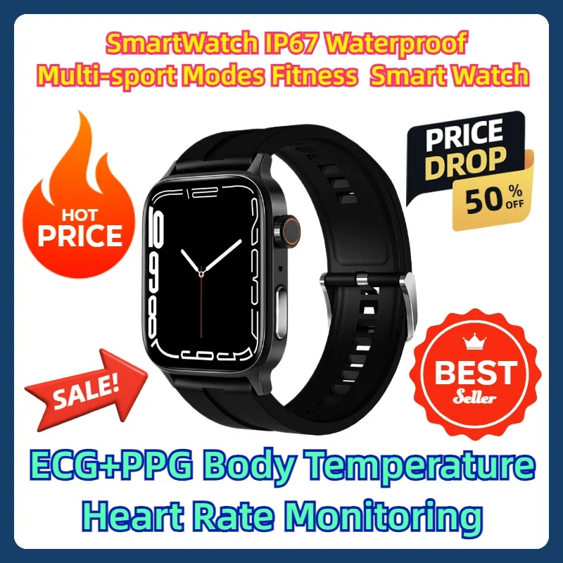 

SmartWatch IP67 Waterproof Multi-sport Modes Fitness Watches Smart Watch ECG+PPG Body Temperature Heart Rate Monitoring