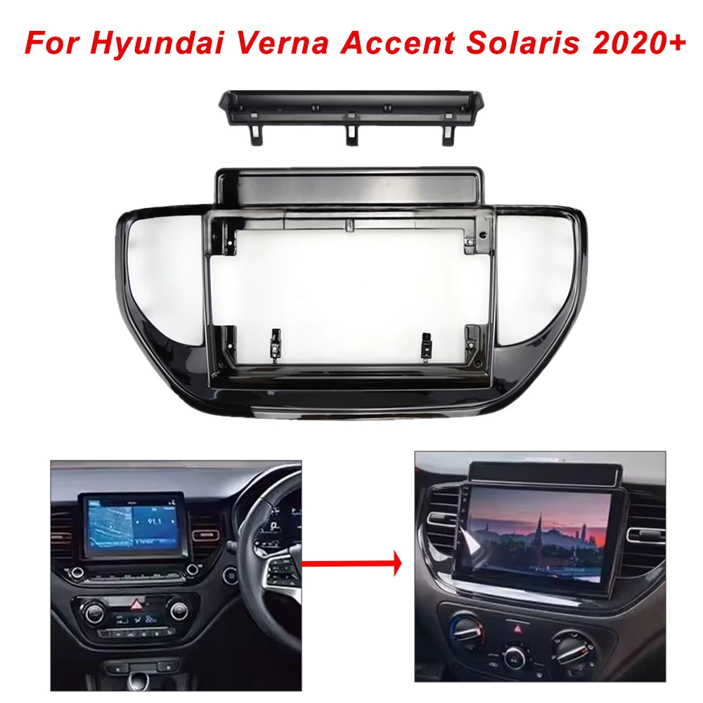 

9-дюймовая автомобильная рамка, адаптер для фасции, Android-радио, комплект панели для крепления приборной панели для Hyundai Verna Accent Solaris 2020+