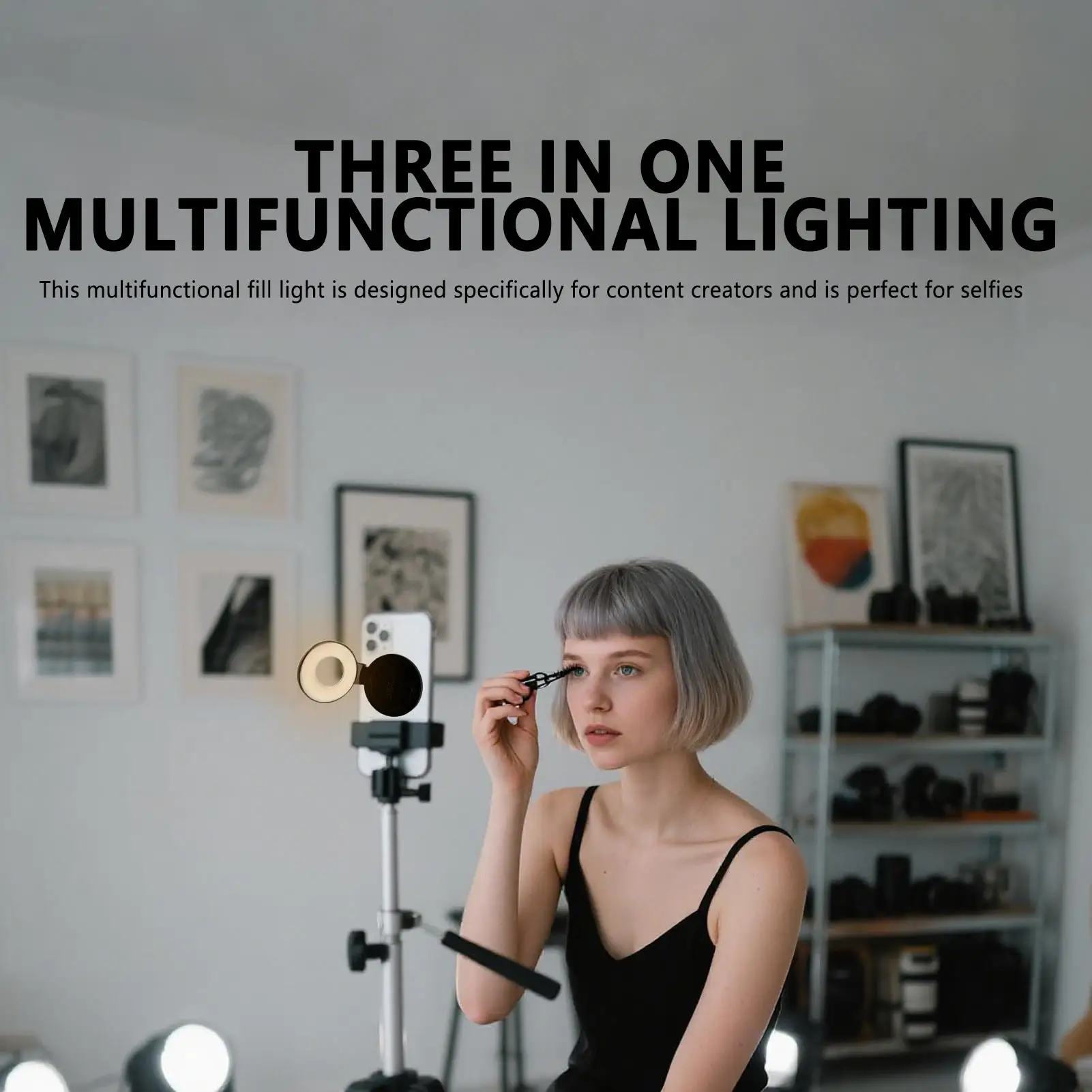 電話 Selfie ライト磁気 Led フィルライト 360 度調整可能なランプミラー付き会議ビデオ録画メイク屋外