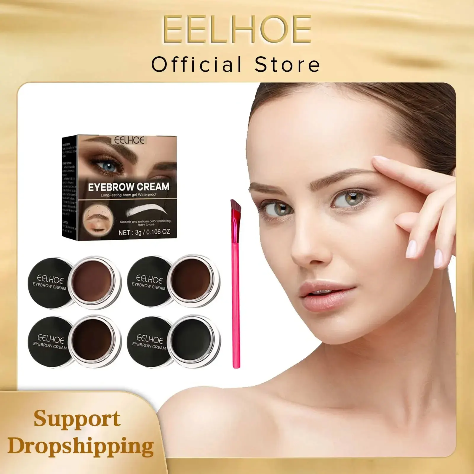 EELHOE Eyebrow Cream Waterproof Long Lasting Dyeing Natural Eye Makeup and Multi-function Eyebrow Brush Tools Eyebrow Wild Cream