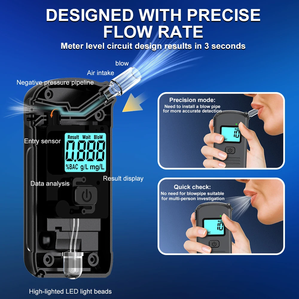 Cross-border bestseller: high-precision alcohol testing device for personal use, home application, portable, breathalyzer, self-