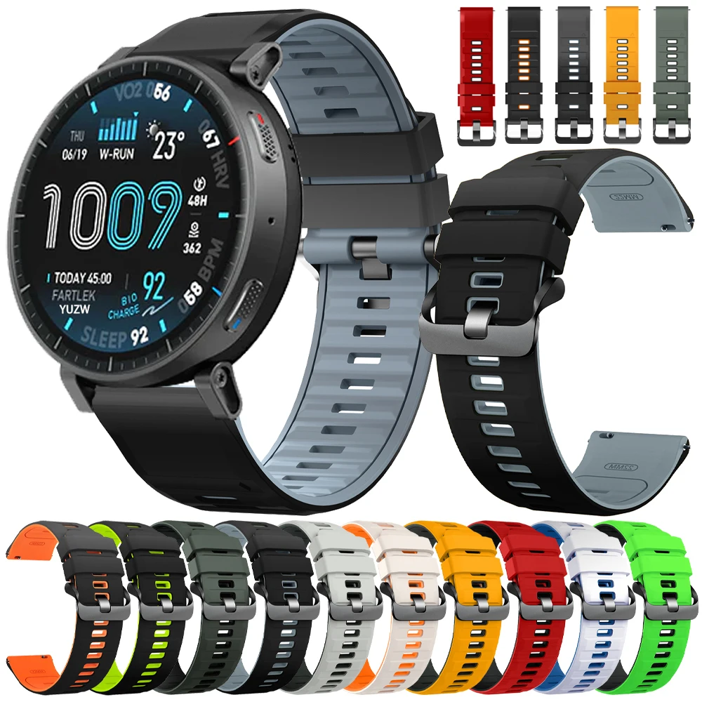 Bracelet de montre en Silicone, 22mm, pour Amazfit Active Max 48mm/BALANCE 2/GTR4 GTR2 2e GTR 3 Pro 47mm/Bip 6 5 UNITY Sports
