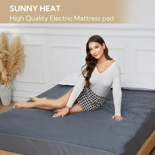 Queen Size Electric Mattress Pad with 4 Heat Settings, Auto Shut-Off & Machine Washable Fabric