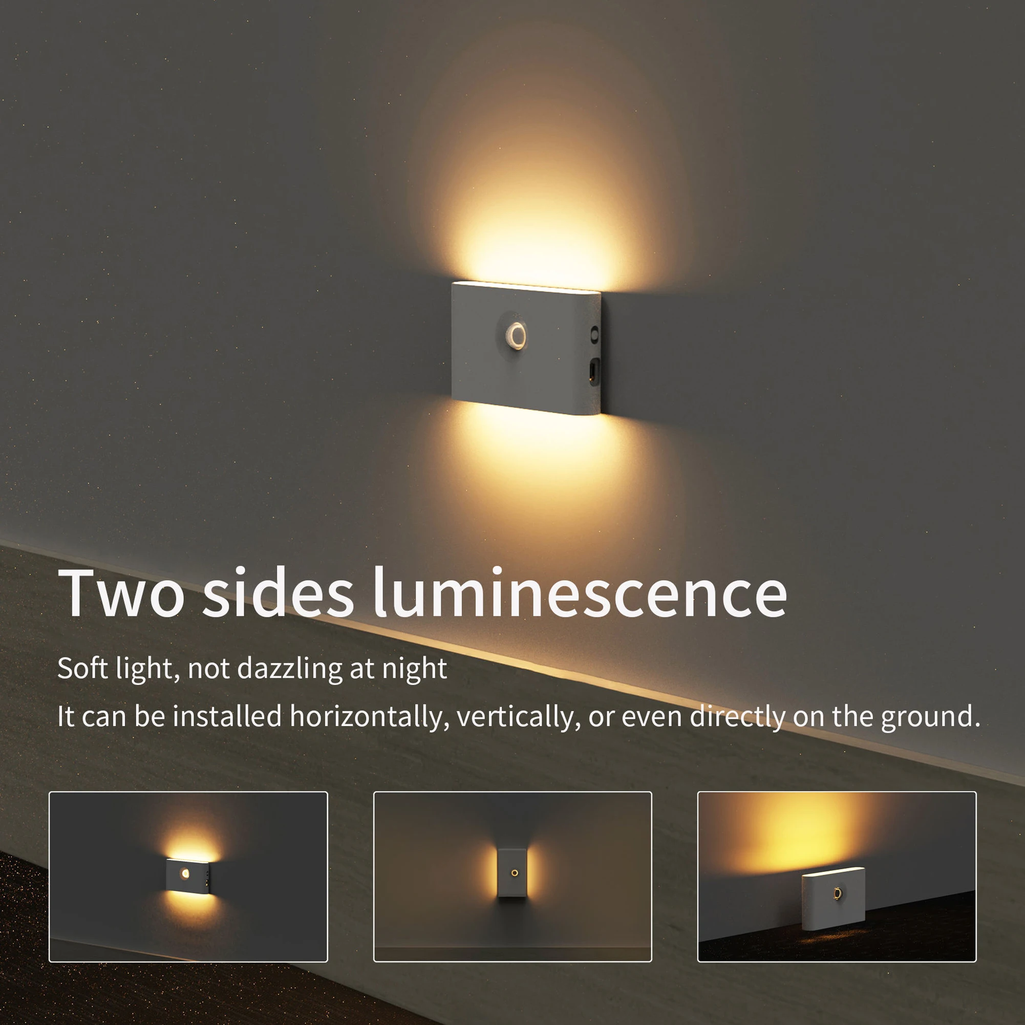 New Design Two Sided Luminou Sensor Night Light Children Eye Protection LED Smart Night Light Living Room Human Body Night Light