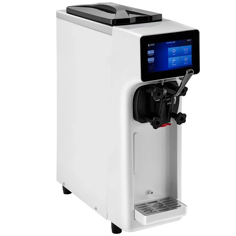 EU/China Small Countertop Ice Cream Machine 10-20L/H Soft Serve 4.5L Hopper 1.6L Cylinder Touch Screen