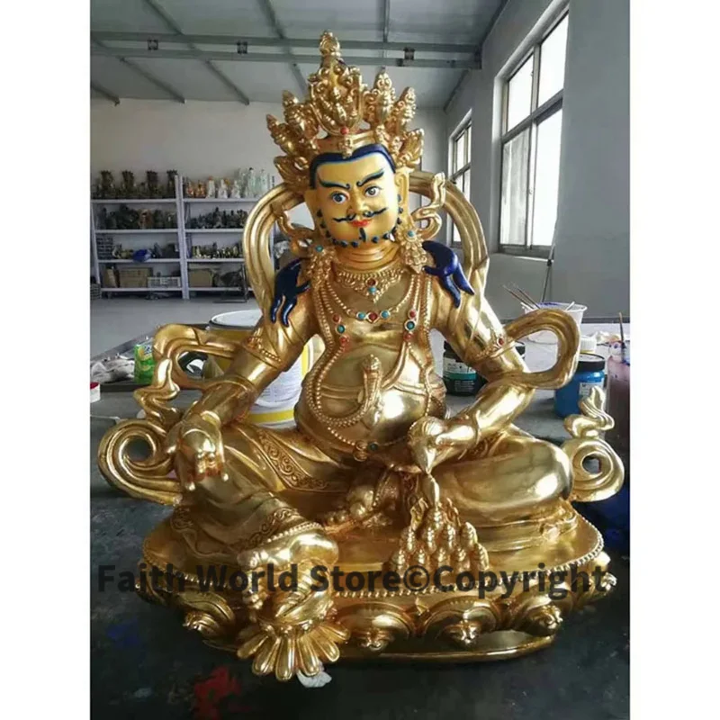 

45cm Tibet temple HOME Altar efficacious Protection Buddhism gilding Yellow Jambhala yellow fortune god buddha COPPER statue