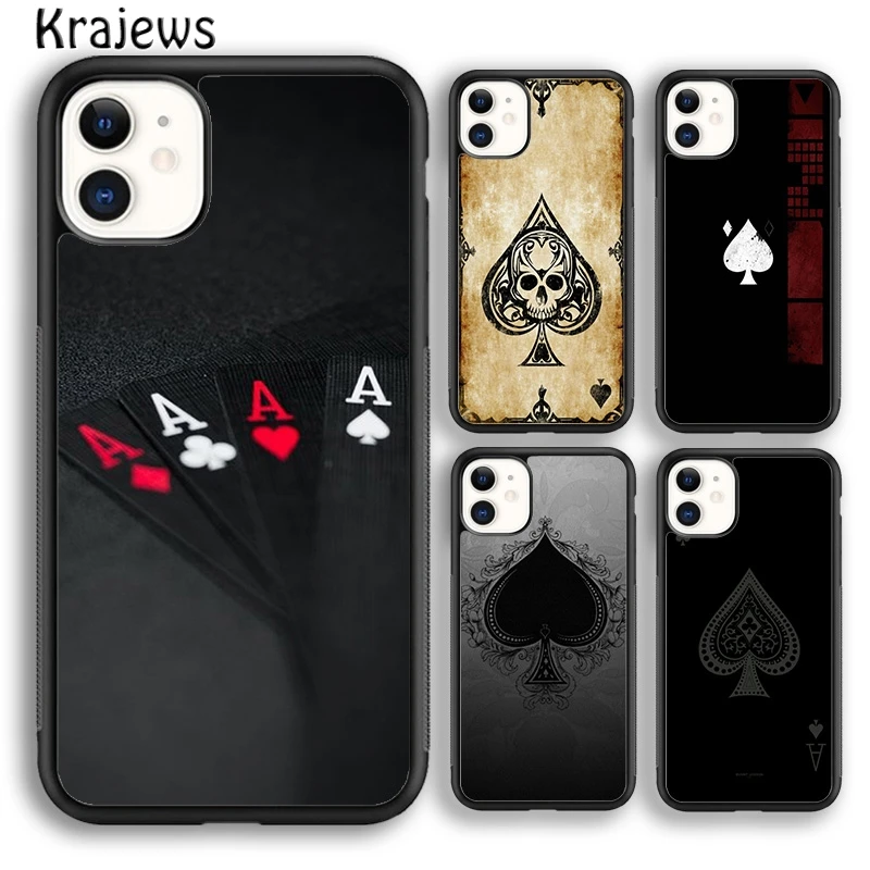 Krajews Ace of Spades Poker Soft Phone Case Cover For iPhone 16 15 SE2020 14 6 7 8 plus 11 12 13 pro max coque Shell Fundas