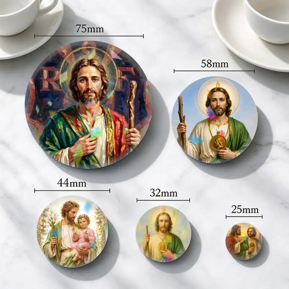 Saint Jude T-Thaddaeus-S  25 32 44 58 75mm Badges Personalized Round Brooches Pins Accessory Gift