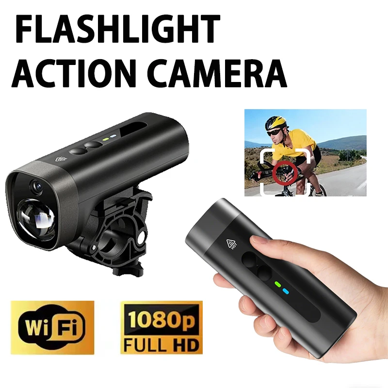 Mini Action Camera With Flashlight Bike Bicycle Taillight Waterproof Headlight Camcorder Video Record DV Outdoor Riging Dashcam