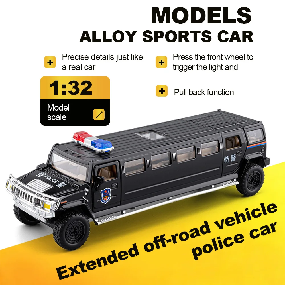 

Машинка-игрушка внедорожник в масштабе 1:32, миниатюрная модель из литого сплава, с открывающимися дверями, откатным механизмом, звуком и светом, имитация интерьера автомобиля