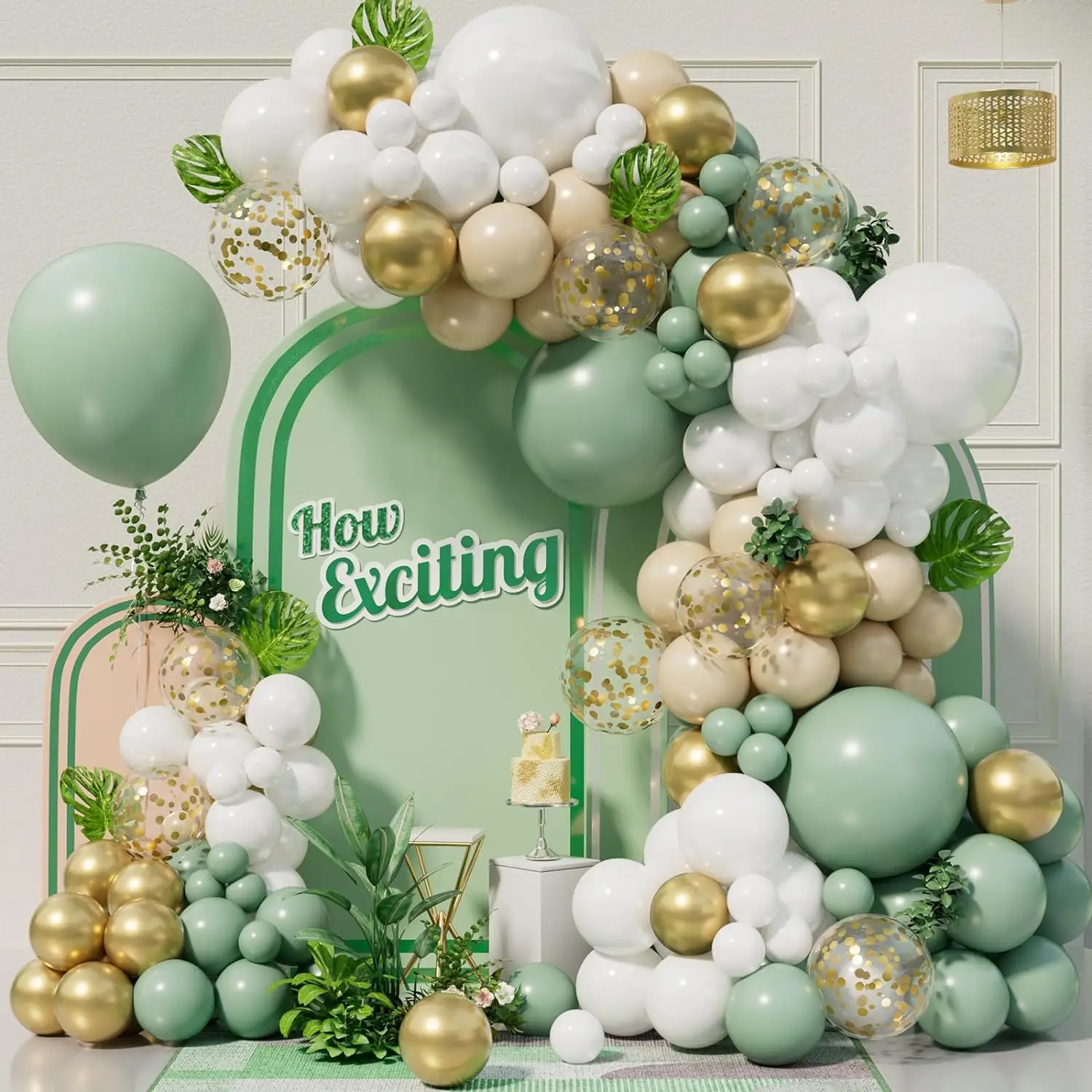 

152Pcs Olive Green Balloons Garland Arch Kit for Boys Girls Baby Shower,Birthday Party,Jungle Safari Party Decoration