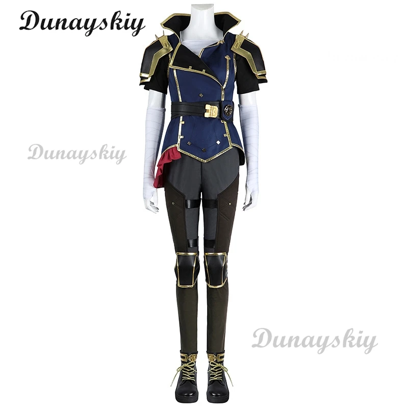 Vi Cosplay Game LOL Costume Sheriff Uniform Women Role Play Fantasy Clothing Hat Wigs Full Set Halloween Carnival Party Suits