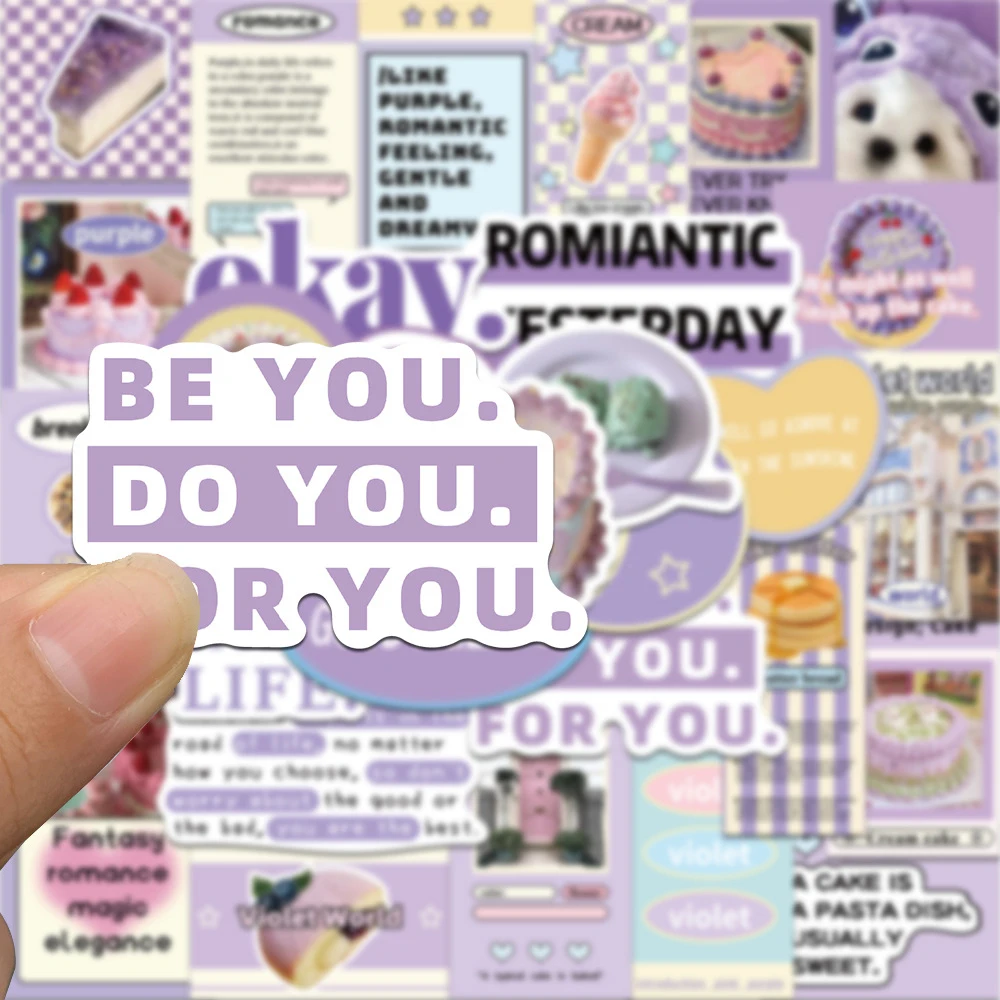 

10/30pcs INS Style Purple Party Cake Ice Cream Stickers Aesthetic Decalss for Laptop Skateboard Cute Cartoon DIY Sticker Kid Toy