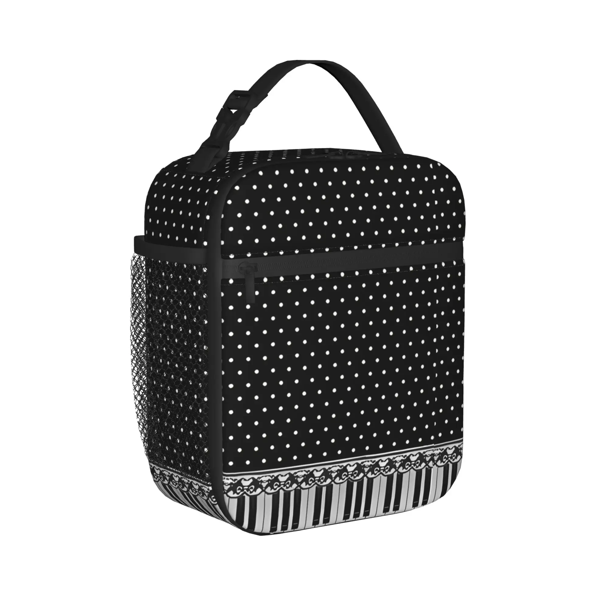 Personalized Piano Mochilas Mujer Polka Dot Lunch Bag For Men  Design Lunch Box Travel Cooler Bag Zipper Thermal Tote Handbags