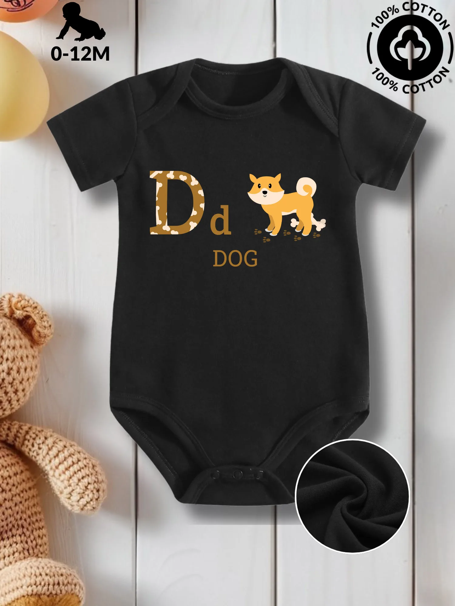 

Детский комбинезон-слип D For Dog унисекс, из чистого хлопка, для ухода за кожей, всесезонный, черный, 190GSM